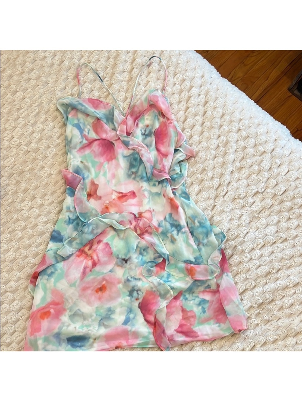 Zara Pastel Floral Ruffle Mini Dress